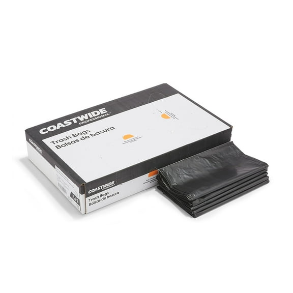 Staples Coastwide Professional 40-45 Gallon Trash Bag 40" x 48" Low Density 1.5 mil Black 50