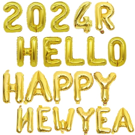 HAMPPLIES Number Balloon Decoration New Year Balloons Golden Aluminum Foil 1 Set 15.7x15.7in