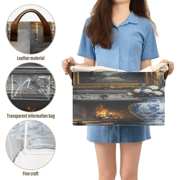 BZSMCE Collapsible Fabric Cube Storage Bins Blue Flowers Vase Design Pattern Storage Box