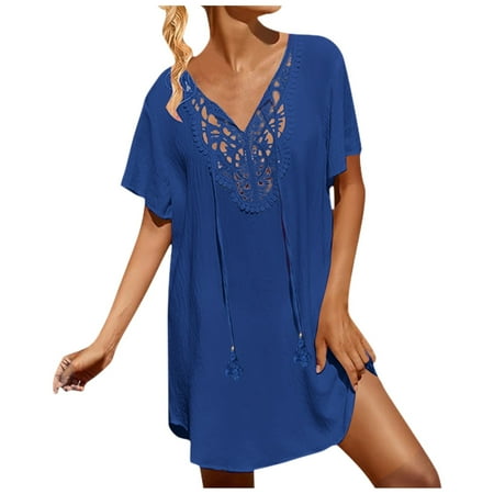 Swimsuit Cover up Shorts for Women Bikini with Cover up Set Womens Swimsuit Coverup Lace Crochet V Neck Bathing Suit Cover Up Dress Beach Cover Ups For Swimwear