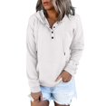 thumbnail image 2 of White Sweaters for Women Long Casual Down for Womens Pocket Hooded Sweatshirts Pullover Sleeve Button V Drawstring Hoodies Neck Women's Hoodies & Sweatshirts Womens Fall Fashion 2025, 2 of 4