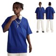 thumbnail image 1 of Camiseta de manga corta de verano holgada de color tierra para jóvenes con latas blancas de moda para hombre, 1 of 1