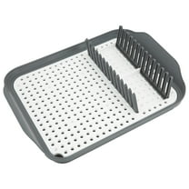 Kitchen Details 2 Tone Self Draining Dish Rack 16" L, Gray