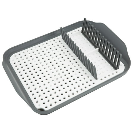 Kitchen Details 2 Tone Self Draining Dish Rack 16" L, Gray