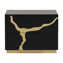 Furniture of America Deverell Adult Modern 2-Drawer Nightstand with Gold Accents, Black