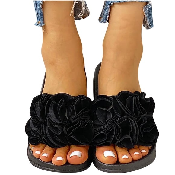 Shoes for Womens Shoes Flip Flops Women Fashion Women Casual Big Flower Flat Sandals Shoes Flip Flop