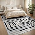 thumbnail image 3 of ODIKA 8'x10' Washable Area Rug Geometric Interlocking Block Angular Asymmetrical Bands Grey for Living Room, Under Sectional, Family , Durable, Non-Slip, 3 of 7
