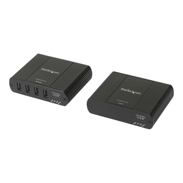 StarTech.com 4 Port USB 2.0 Extender Hub Over Cat5e/Cat6 Ethernet Cable (RJ45) - 330ft/100m Industrial Metal USB Extender Adapter Kit w/ESD Protection - Externally Powered - 480 Mbps (USB2004EXT2NA)