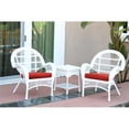 thumbnail image 3 of Jeco Ensemble de Conversation en Osier 3 Pcs, Blanc, avec Coussins Rouges, 3 of 3