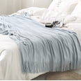 thumbnail image 2 of HTOOQ) HTOOQ Couverture Décorative Tricotée avec Franges Douce et Confortable pour Canapé Lit (Bleu Clair, 5HTOOQ X6, 2 of 7