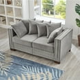 thumbnail image 3 of Eyisean 61" Velvet Modern Loveseat Sofa for Living Room, 2-Seater Upholstered Tufted Couch with Nailhead Arms & Pillow, Removable/Washable Cushion, Cloud Couch with Storage Space, 3 of 8