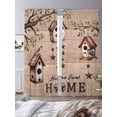 thumbnail image 3 of Sweet Home Sheer Curtains 96 Inch Length 2 Panels Set Window Treatments, Western Stars Bird Houses Brown Wooden Grain Rod Pocket Semi Curtains for Living Room/Bedroom/Kitchen Décor, 104"W x 96"L, 3 of 7