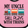 thumbnail image 4 of Inktastic My Uncle Still Plays with Trains Boys or Girls Baby Bib, 4 of 4
