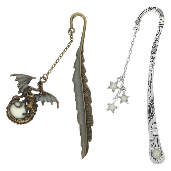 SEWCHICS 2pcs Vintage Iron Bookmark With Unique Design For Nighttime Reading