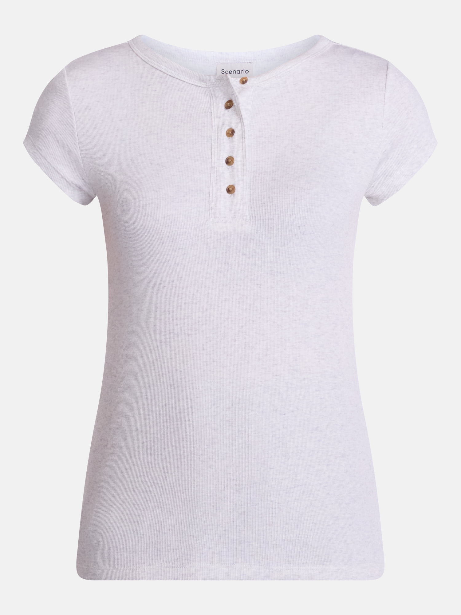 Scenario Women's Rib Henley with Short Sleeves, Sizes XS-XXXL