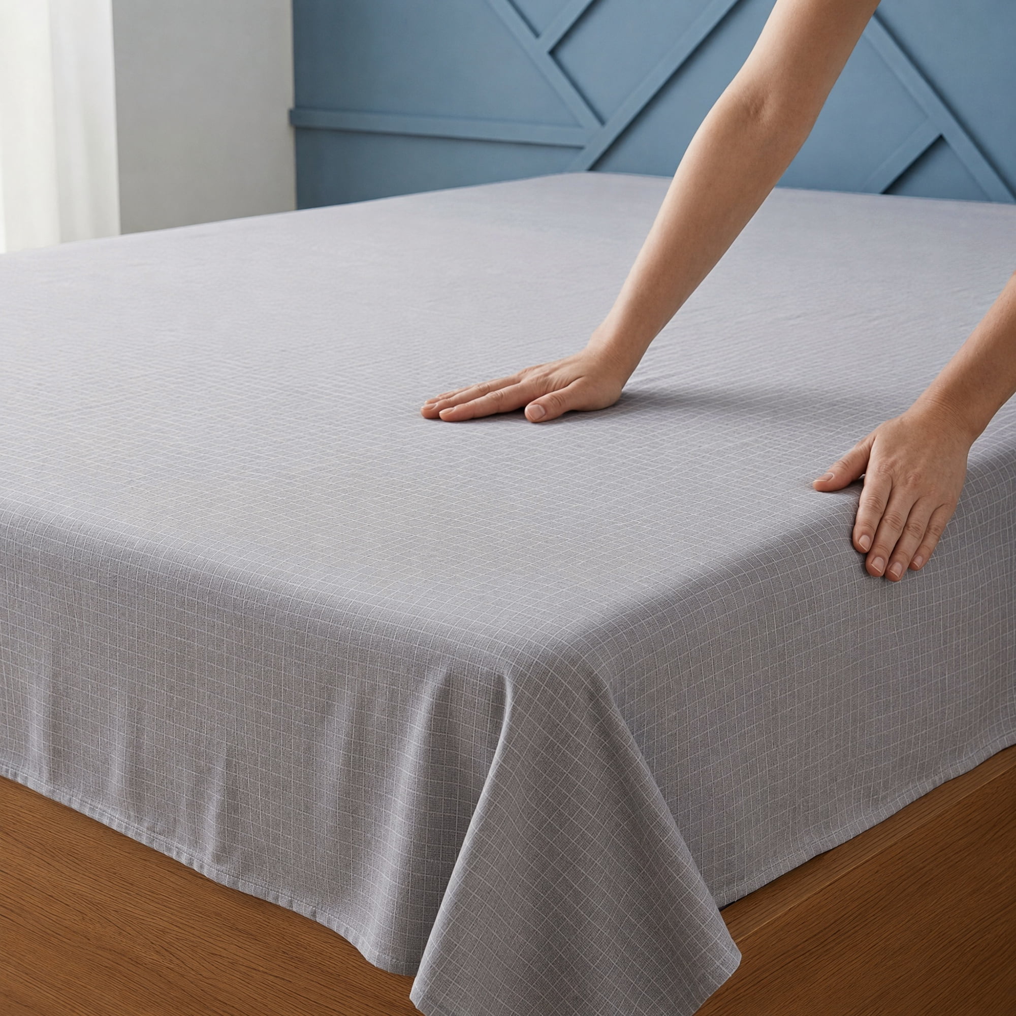 Unique Bargains Microfiber Gauze Bed Sheet Breathable Flat Sheet Light Gray 63"x91"