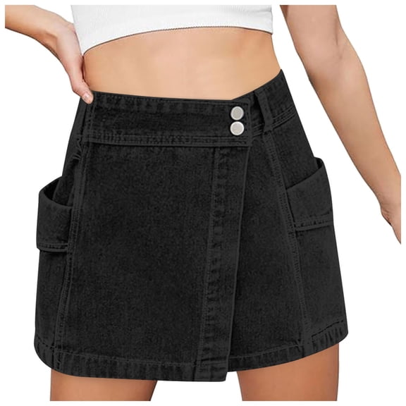 Bibifish Womens Denim Mini Skirts Relaxed Loose-Fit Casual Skirts All-Occasion Basic Style Everyday Short Skirts