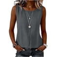 thumbnail image 4 of ClodeEU Women's Summer Linen Cotton Crew Neck Sleeveless Tank Top ,Solid Color Pleated Casual Blouse Gray,Women's Plus S, 4 of 6