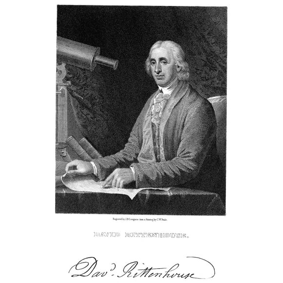 David Rittenhouse /N(1732-1796). American Astomer. Steel Estampe, American, 1835. Affiche Imprimée par (18 x 24)