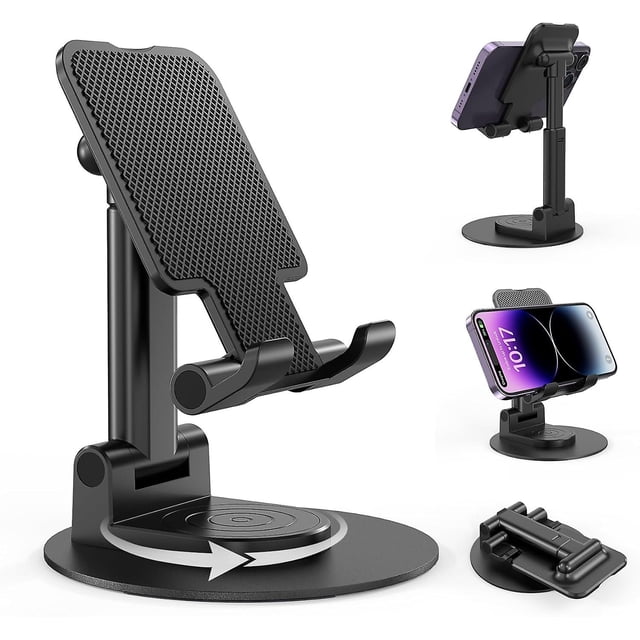 Soporte para teléfono móvil CHAO negro plegable para escritorio compatible con Samsung iPhone