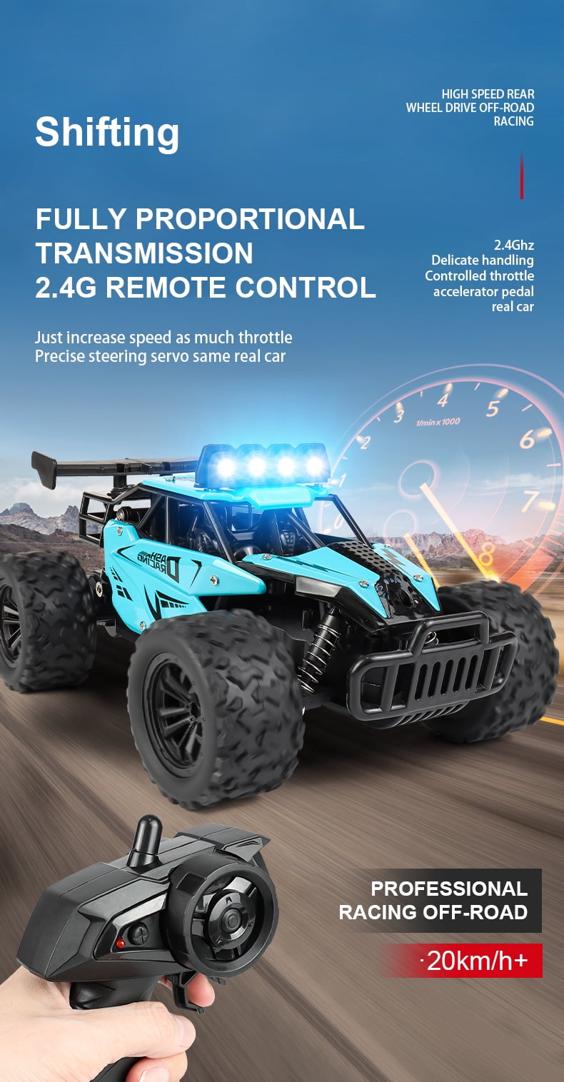 Meponn RC High-Speed Off-Road Truck 3699-RC8 All-Terrain Buggy 2.4GHz, 1:16 Scale, Blue
