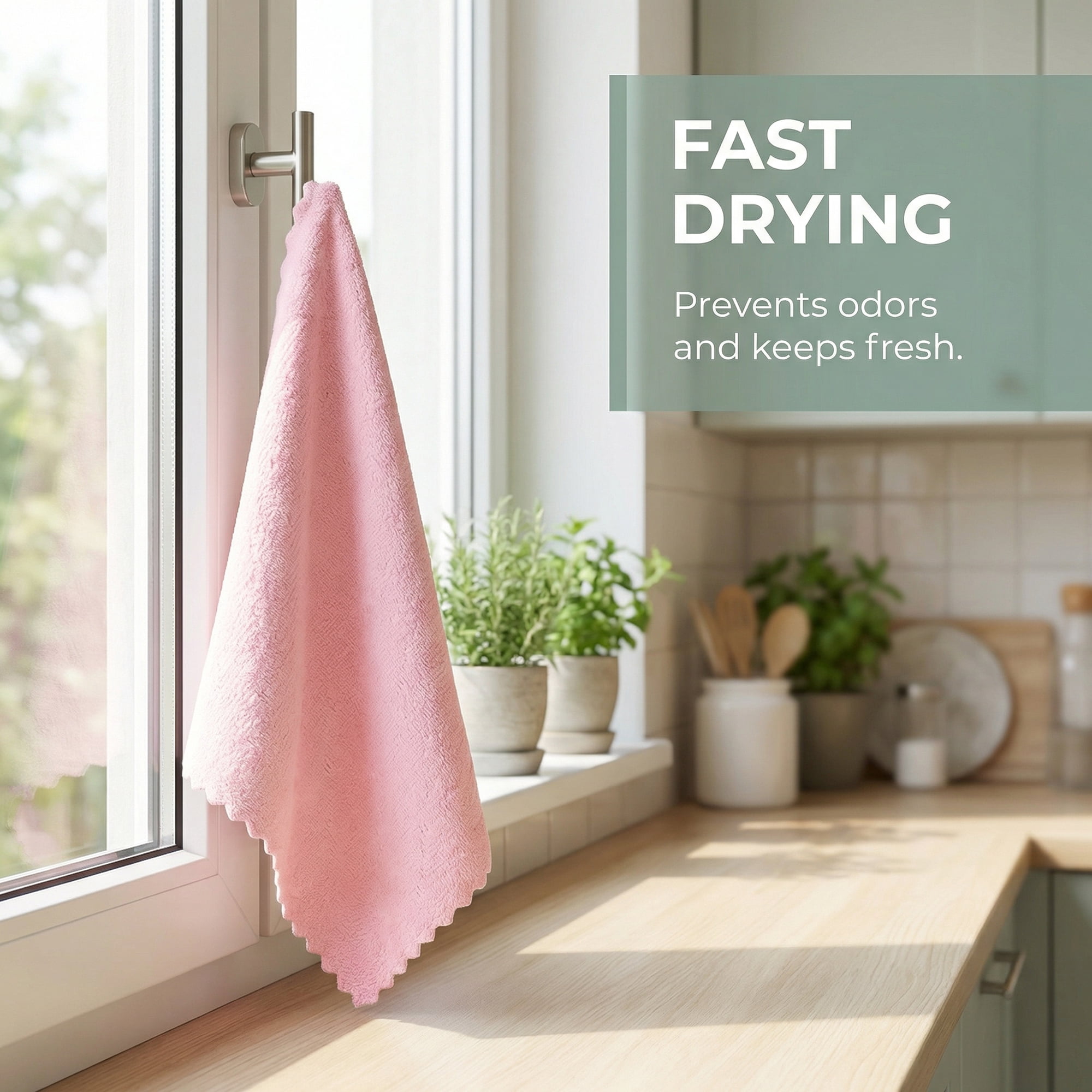 Unique Bargains 3pcs Kitchen Absorbent Microfiber Cleaning Towels Pink Blue 10" x 10"
