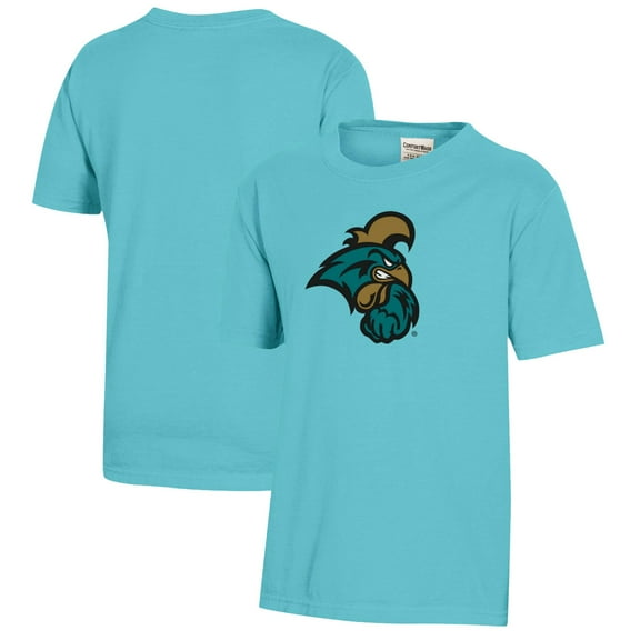 Youth  Teal Coastal Carolina Chanticleers Logo Comfort Wash T-Shirt