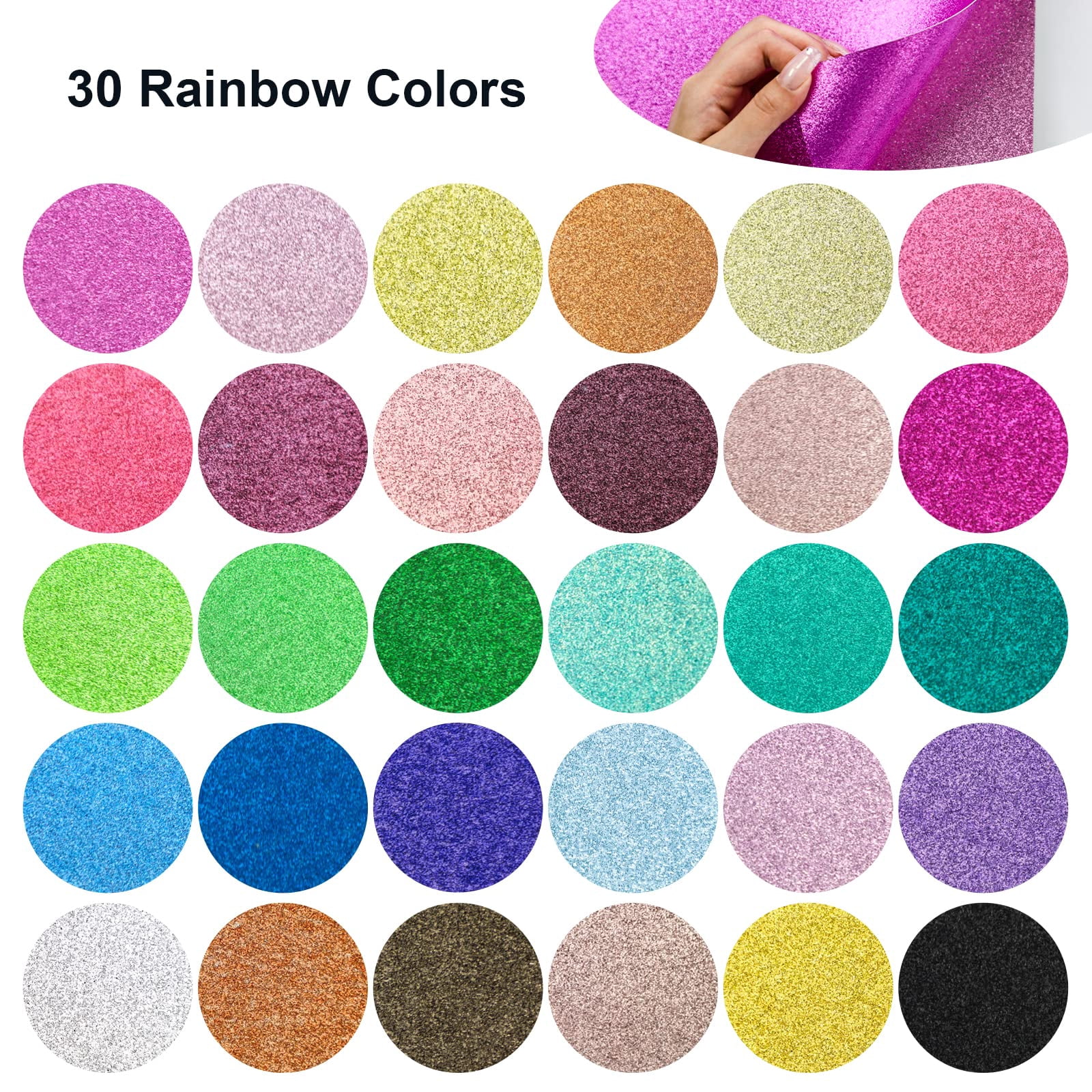 Double Sided Colorful Glitter Cardstock Paper 100 Lb Heavy 30 Colors 8.5x11 Inch 300gsm Thick Pastel Sparkly Card Stock For Cricut Making Crafting