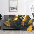 thumbnail image 6 of Throw Blanket for Couch Sofa and Bed, Tree Meditating Raccoon Soft Plush Throw Blanket, Fuzzy Cuteness Comfy Warm Washable Flannel Blanket Throws for All Season, 6 of 8