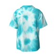 thumbnail image 6 of PAYOHTO Teal Tie Dye Blue Mens Hawaiian Casual Short-sleeved Shirt Tropical Summer Beach Button Down Shirts, 6 of 7