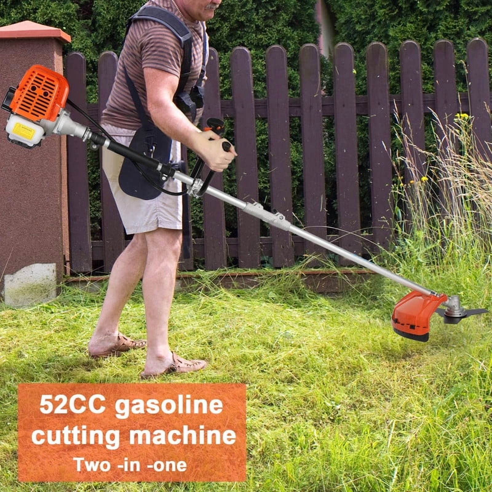 YNCE Gas String Trimmer,2 in 1 Cordless String Trimmer, 52Cc Weed Wacker Gas Powered,2-Stroke Brush Cutter, Handheld Weed Eater Grass Trimmer, Plastic Handle & Shoulder Strap Included