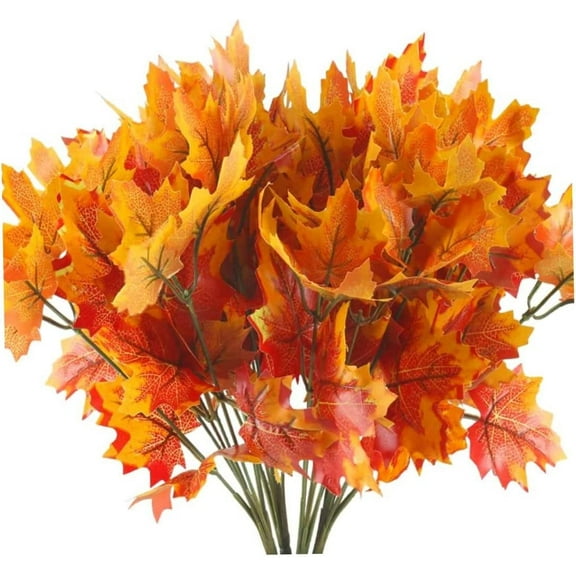 Viworld Artificial Maple Leaves Branches,4 Branches Fall Leaves Stems for Indoor Outdoor Table Home Office Decor, Faux Autumn Red Maple Leaves Branches Centerpieces Decoration