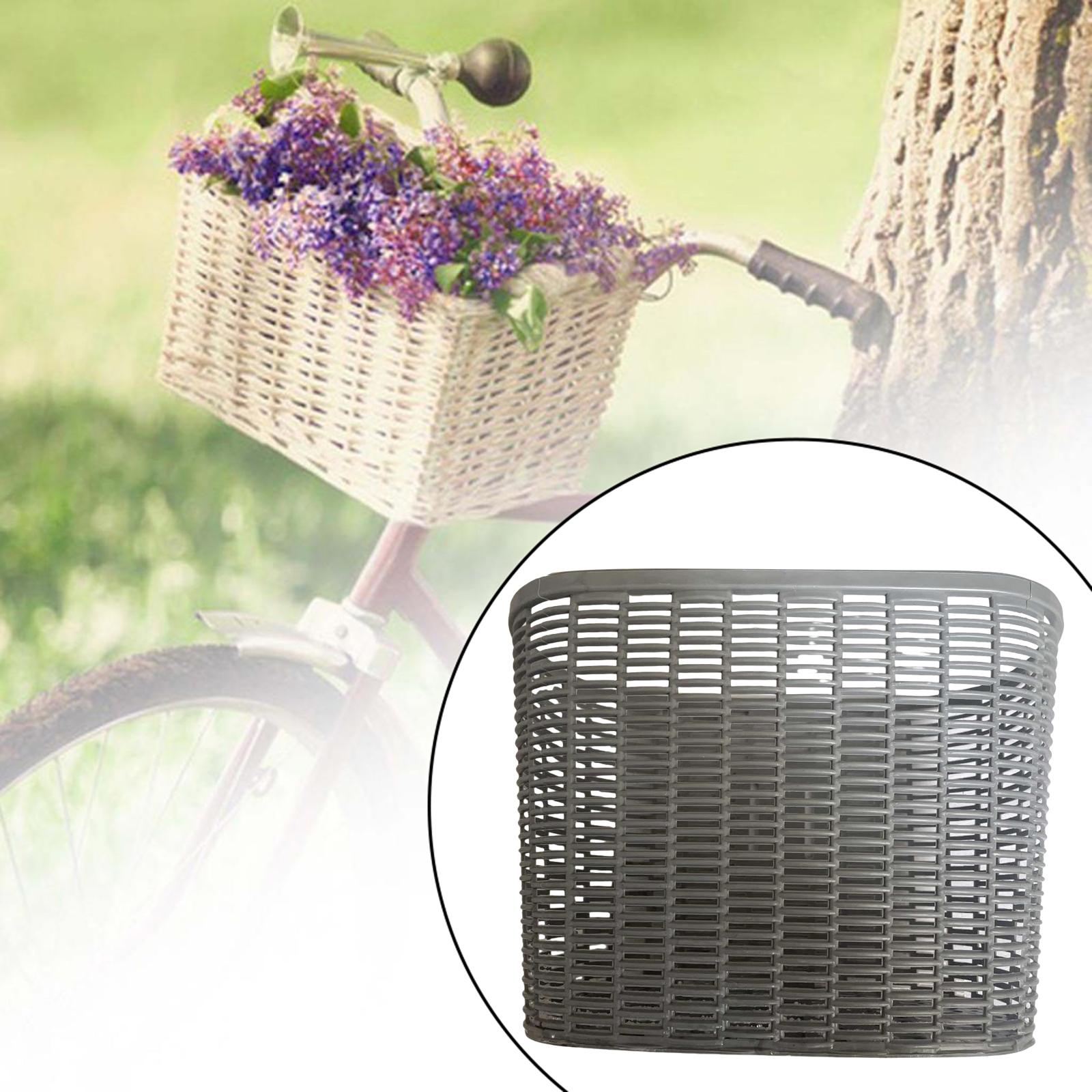 DimyFew Basket Front Detachable Bike Accessories Retro Style Imitation Rattan Most Adult grey