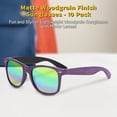 thumbnail image 5 of 10 Matte Woodgrain Finish Sunglasses Pack - Reflector Lenses, UV 400 - Purple, 5 of 8