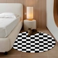 thumbnail image 2 of Round Rug 3.3Ft Washable Non-Slip, Black White Plaid Circle Area Rugs for Living Room Bedroom, Farmhouse Modern Minimalist Geometric Indoor Floor Mats Carpet Runner for Home Decor Aesthetic, 2 of 8
