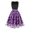 thumbnail image 2 of QQAMB Dress for Women Sleeveless Spaghetti Straps Floral Print Swing A-Line Dresses Summer Casual Dress Purple L, 2 of 6