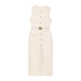 thumbnail image 3 of Women Maxi Dress Sleeveless Bodycon Long Tank Dresses Elegant Button Down Workwear Dress Beige XXL, 3 of 8