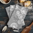 thumbnail image 6 of White Dandelion Kitchen Towels Set of 2, Water Absorbent Dish Towel, Spring Plants Flowers Vintage Gray Decorative Hand Towels - Quick Drying Cloth for Cooking Baking, 18x28 Inch, 6 of 8