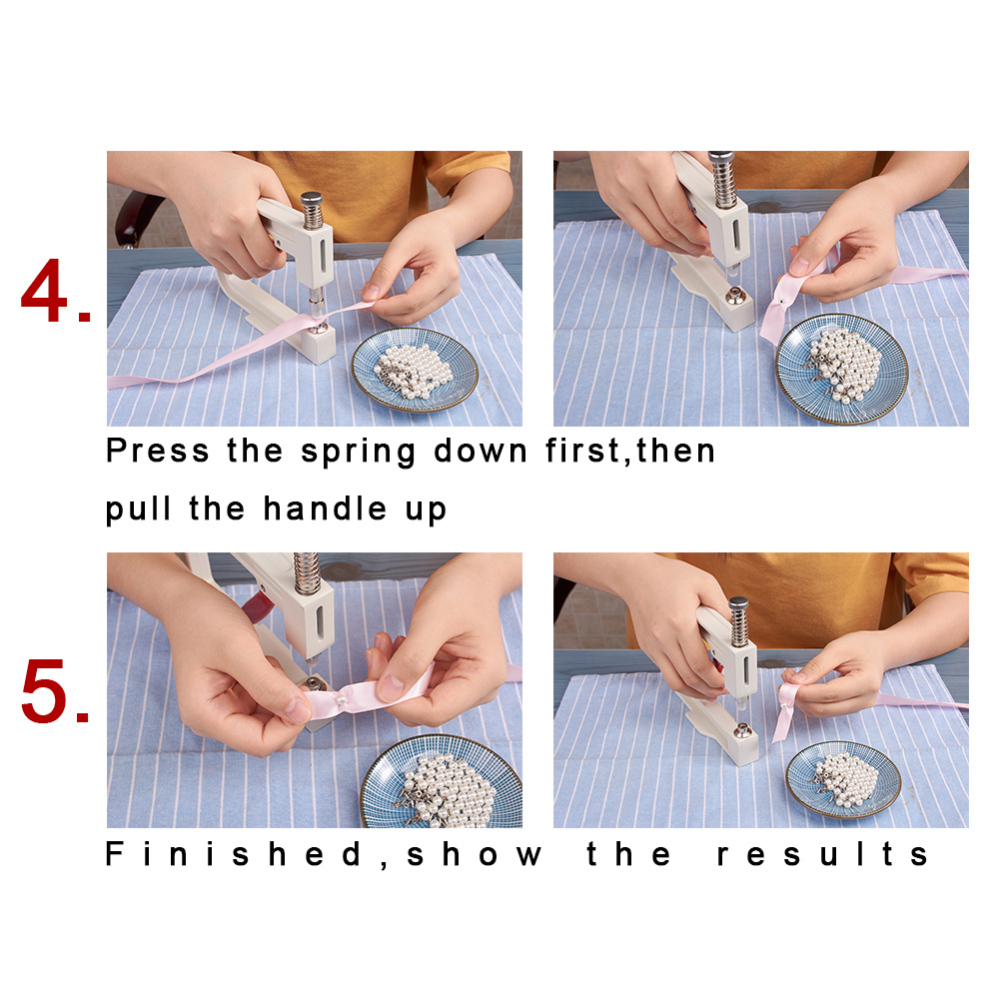 1Box Manual Round Pearl Fixing Machine DIY Handmade No Hole Pearl Setting Machine for Garments Clothes Decoration Floral White 15x16.5x2cm
