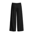 thumbnail image 5 of SONXAHE Toddler Girls Drawstring Pants Striped Loose Fit Casual Wide Leg Sports Sweatpants for Kids,Black, 5 of 5