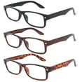 thumbnail image 3 of 3 Packs Fashion Rectangular Plastic Frame Reading glasses for Men, Reading Glasses + 1.50, 3 of 4