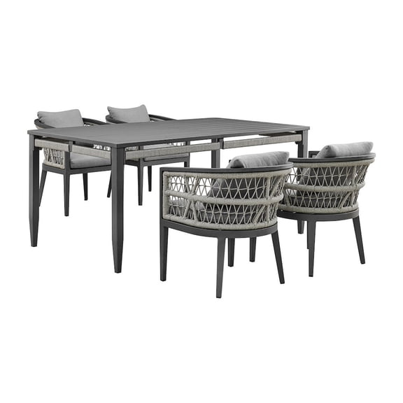 Zella Outdoor Patio 5 Piece Dining Set in Aluminum