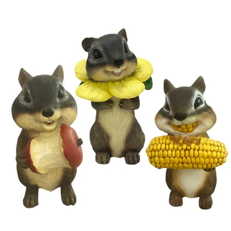 Design House 339036 Indoor/Outdoor 6-inch Springtime Chipmunks Set of 3 Figurines Statues for Garden Patio Home & Office Décor Housewarming Gifting Birthdays