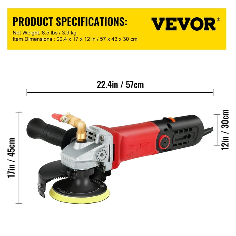 VEVOR Wet Polisher Grinder Variable Speed 8 pcs Kit Extra 4
