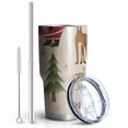 thumbnail image 2 of 30oz Beige Christmas Santa and Animal Pattern Tumblers Stainless Steel Tumbler with Lid and Straw,Vacuum Insulated Double Wall Travel Tumbler Cups Mug with Cleaning Brush for Coffee,Tea, 2 of 7