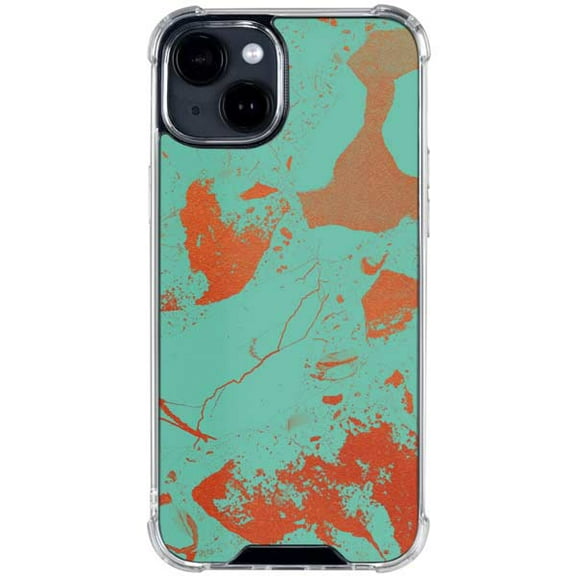 Skinit Turquoise and Orange Marble iPhone 14 Clear Case