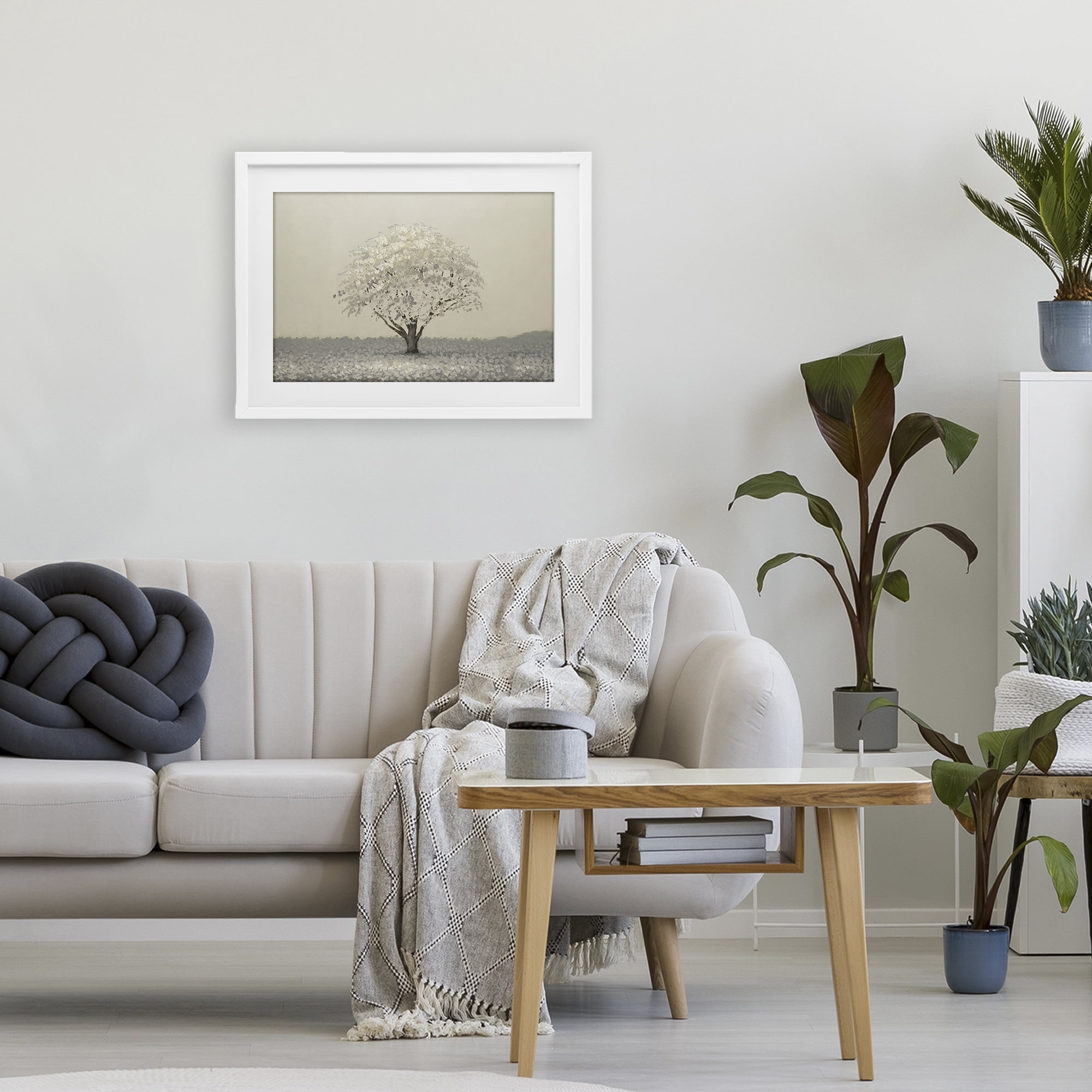 Stupell Industries Neutral Radiance Tree White Framed Print Under Glass, design by Michael Marcon