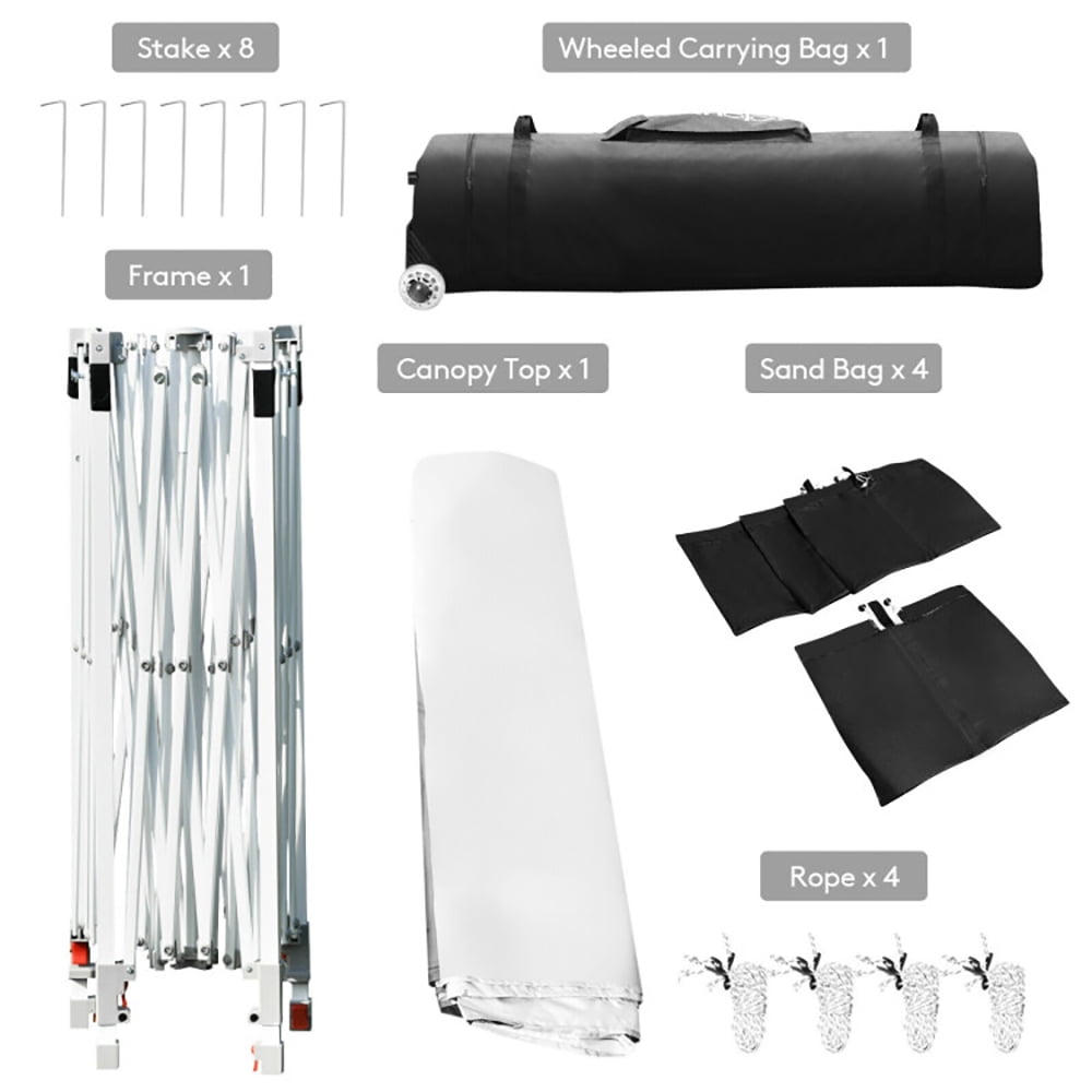 Aimee Lii 17 Feet x 10 Feet Foldable Pop Up Canopy with Adjustable Instant Sun Shelter, Backyard Canopy Gazebo, White