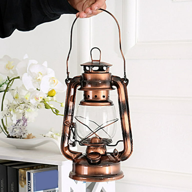 Adarl Vintage Kerosene Oil Lantern, Rustic Old Fashioned Light Up Lantern, Handmade Kerosene Lamp Decorative Housewarming Gifts Outdoor Camping