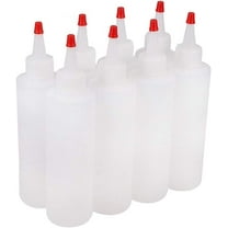 PH 8 Pack 6oz Plastic Squeeze Bottles Open Nozzle Squirt Bottles with Red Tip Caps for Crafts Art Glue Acrylic Paintings White DIY